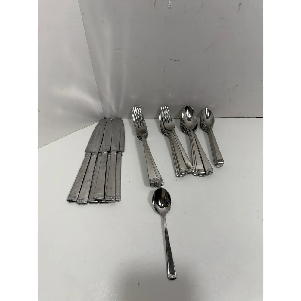 Gorham Studio 18/10 Stainless Flatware Set 36 Pc Knives Forks Spoons service / 7